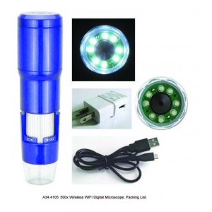 Blue Portable 200x Handheld Digital Microscope With White Light LED
